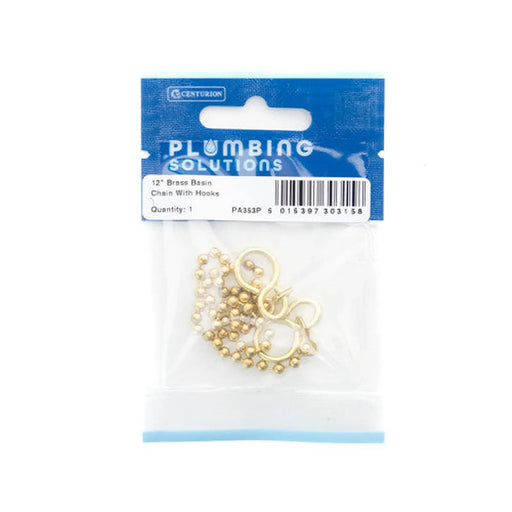 Centurion 12" Basin Chain With Hooks - Brass - Pack of 5