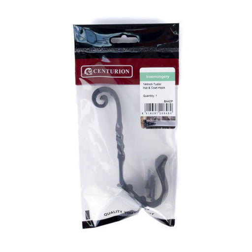 Centurion Hat & Coat Hook, Black, 145mm - Pack of 5