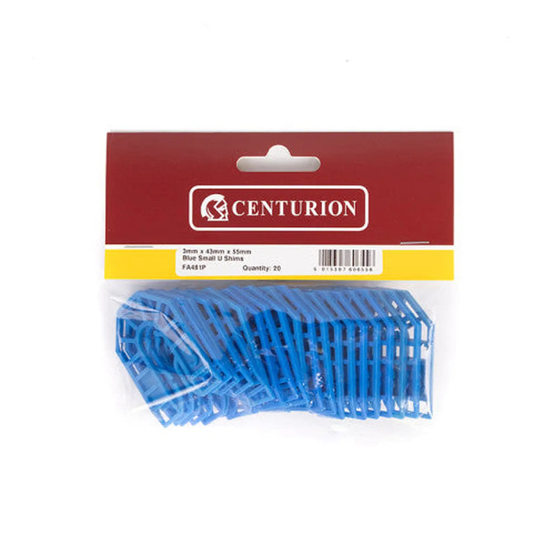 Centurion 3mm x 43mm x 55mm Blue Small 'U' Shim (Pack of 20) - Pack of 5
