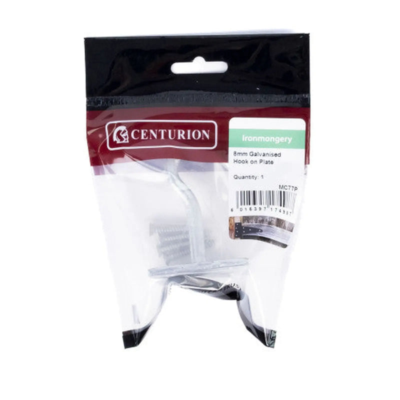 Centurion Steel Hook On Plate, Galvanised, 8mm x 50mm - Pack of 5