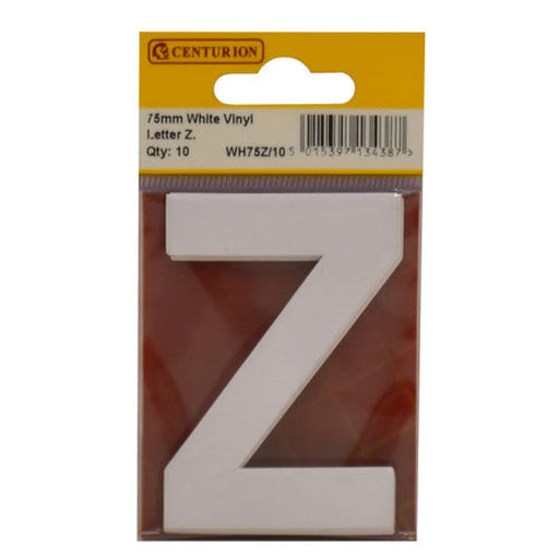 Centurion 75mm White Helvetica Bold Condensed Style Vinyl Letter Z (Pack of 10) - Min Order 2
