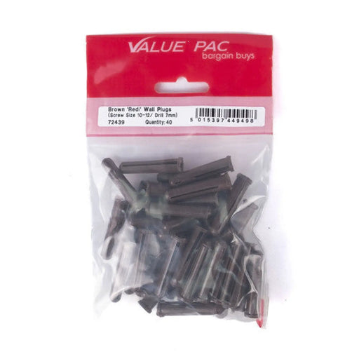 Centurion Screw Size 10-12 Drill 7mm Brown 'Redi' Plugs - Pack of 10
