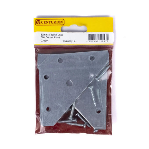 Centurion 83mm x 83mm ZP Flat Corner Plate (Pack of 4) - Pack of 5