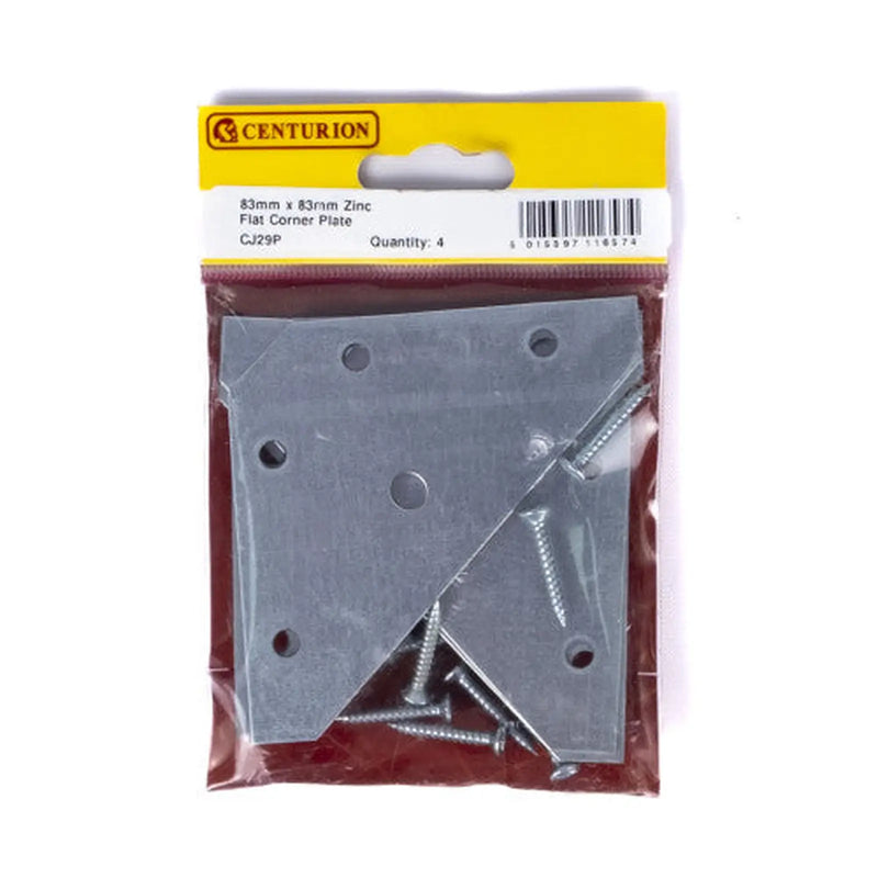 Centurion 83mm x 83mm ZP Flat Corner Plate (Pack of 4) - Pack of 5