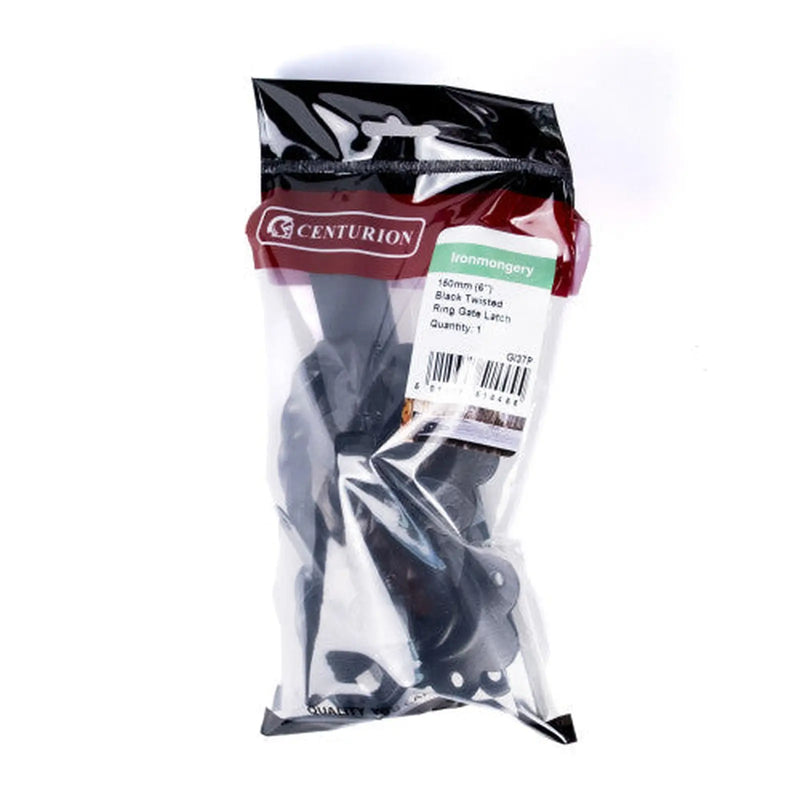 Centurion Twisted Ring Gate Latch, Epoxy Black, 150mm - Pack of 3