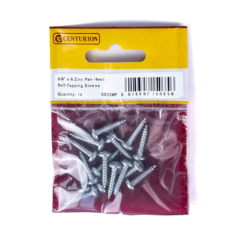 Centurion 5/8" x 6 ZP Pan Head Self Tapping Screws (Pack of 16) - Pack of 5