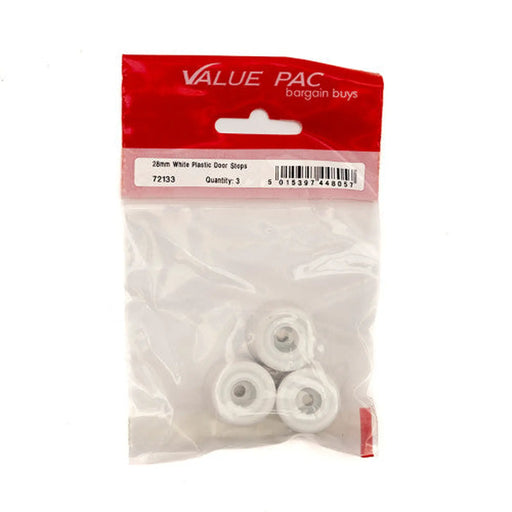 Centurion 28mm White Plastic Door Stops 3pk - Pack of 10