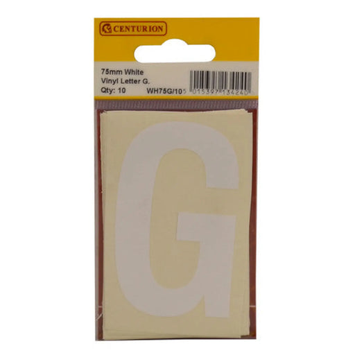 Centurion 75mm White Helvetica Bold Condensed Style Vinyl Letter G (Pack of 10) - Min Order 2