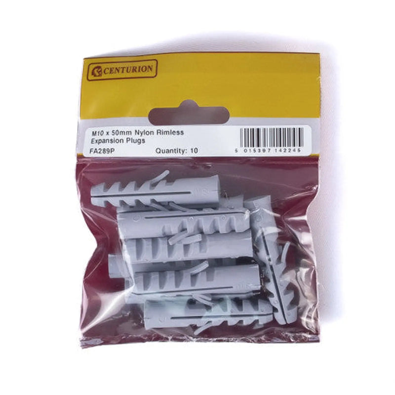 Centurion M10 x 50mm Nylon Rimless Expansion Plugs  (Pack of 10) - Pack of 5