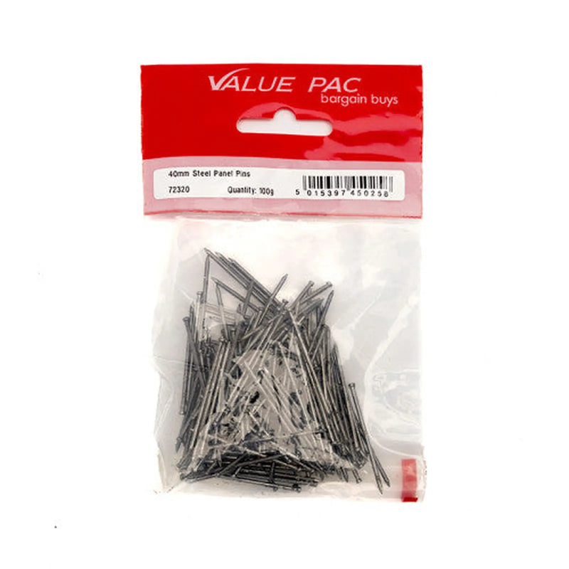 Centurion 40mm Steel Panel Pins 100g - Pack of 10