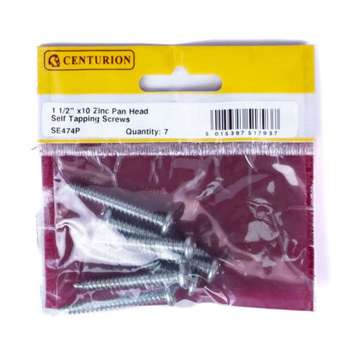 Centurion 1 1/2" x 10 Pozi Pan Head ZP Self Tapping Screws (pack of 7) - Pack of 5