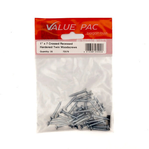 Centurion 1" x 7 ZP Cross Recessed Hardened Twin Thread Woodscrews with - Pack of 10