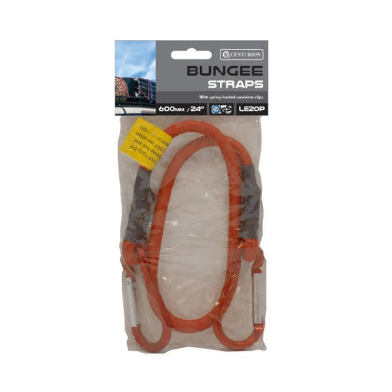 Centurion Bungee Strap With Carabiner Clips, 24" - Pack of 5