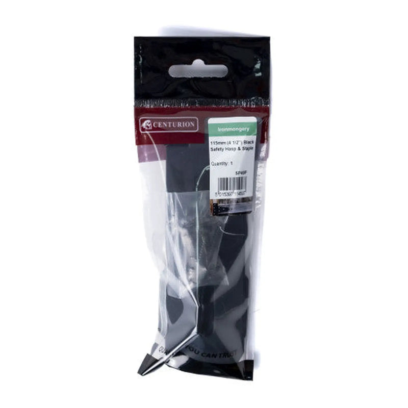 Centurion Safety Hasp and Staples, Epoxy Black, 115mm - Pack of 5