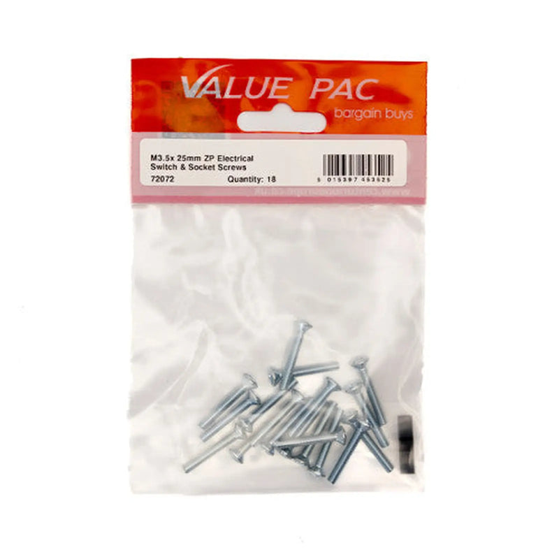 Centurion M3.5 x 25mm ZP Electrical Switch And Socket Screws (Pack of 18) - Pack of 10