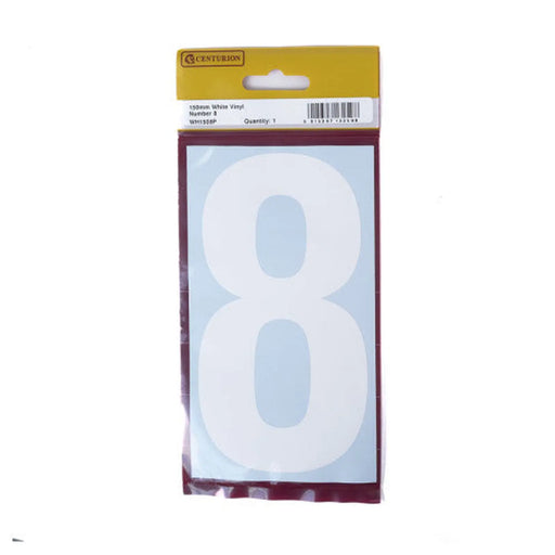 Centurion 150mm White Self Adhesive Vinyl Number 8 - Pack of 5