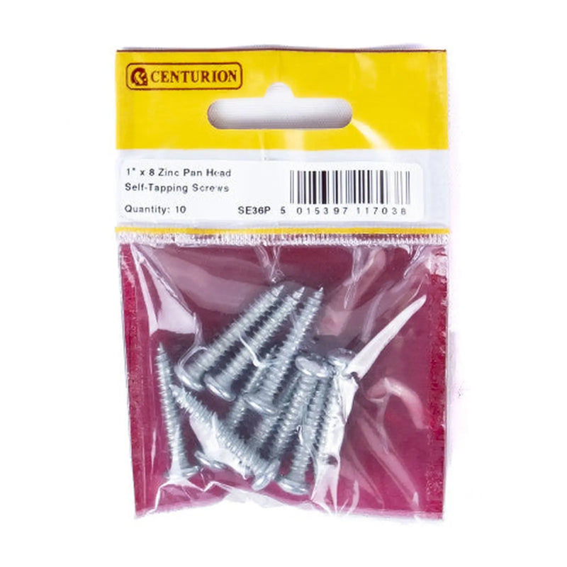 Centurion 1" x 8 ZP Pan Head Self Tapping Screws  (Pack of 10) - Pack of 5