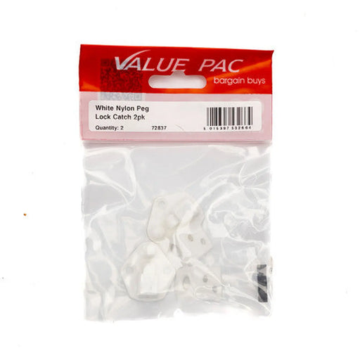 Centurion White Nylon Peg Lock Catch (Pack of 2) - Pack of 10