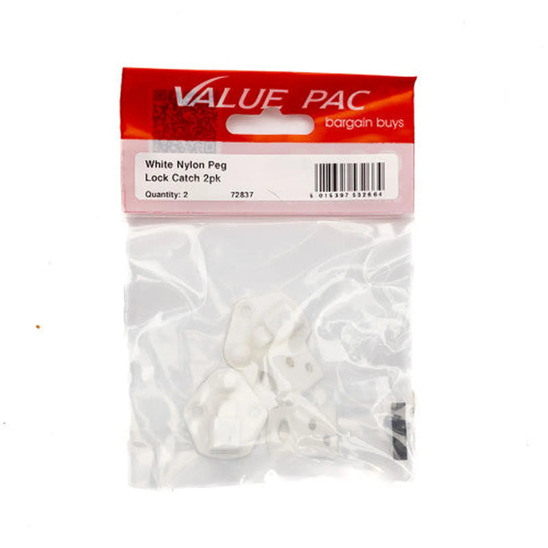 Centurion White Nylon Peg Lock Catch (Pack of 2) - Pack of 10
