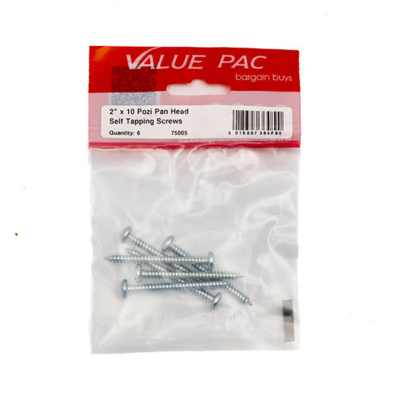 Centurion 2" x 10 Pozi Pan Head ZP Self Tapping Screws (Pack of 6) - Pack of 10
