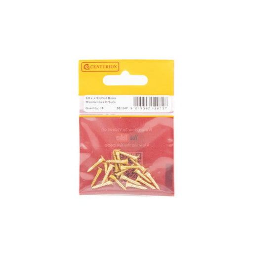Centurion 5/8 x 4 Slotted Brass Woodscrew - Countersunk Head - (Pack of 5)