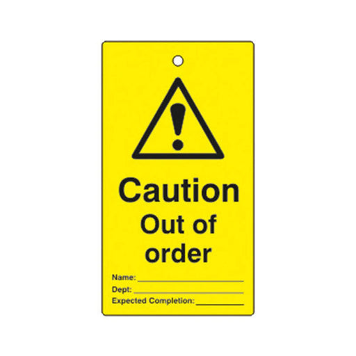 Centurion 'Caution Out of Order' Lockout Tag (Single Sided, 10 Pack)