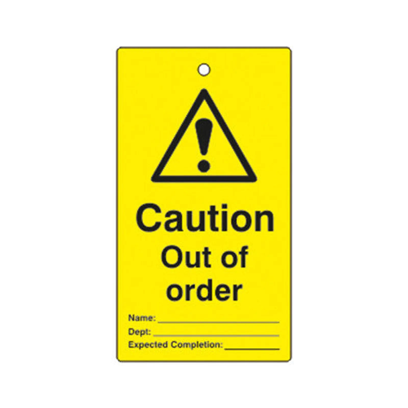 Centurion 'Caution Out of Order' Lockout Tag (Single Sided, 10 Pack)