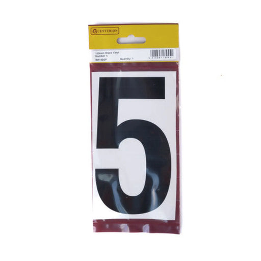 Centurion 150mm Black Self Adhesive Vinyl Number 5 - Pack of 5