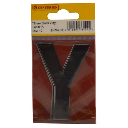 Centurion 75mm Black Helvetica Bold Condensed Style Vinyl Letter Y (Pack of 10) - Min Order 2
