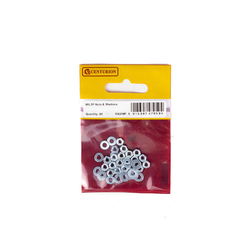 Centurion M3 ZP Nuts & Washers (Pack of 20) - Pack of 5