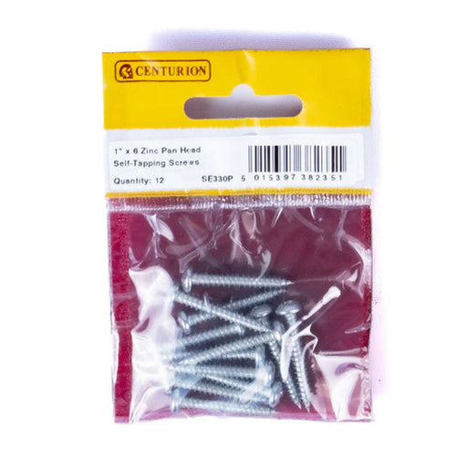 Centurion 1" x 6 ZP Pan Head Self Tapping Screws  (Pack of 12) - Pack of 5
