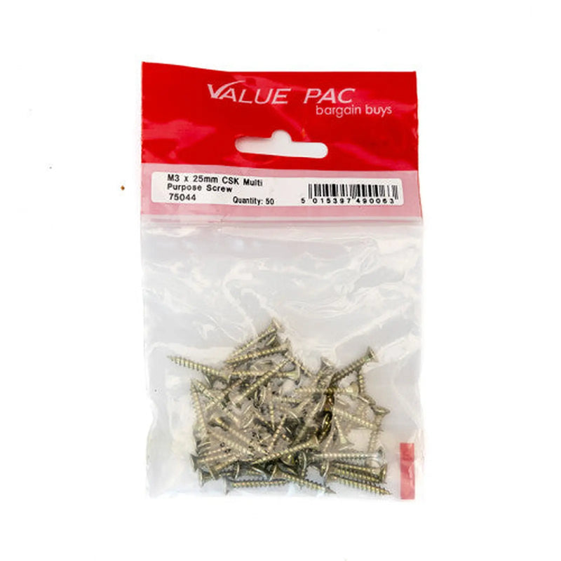 Centurion M3 x 25mm Pozi CSK Multi Purpose Screws (Pack of 50) - Pack of 10