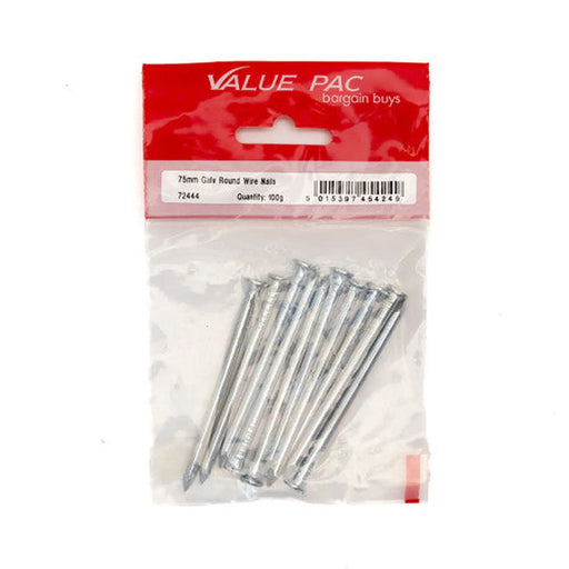 Centurion 75mm Galv Round Wire Nails 100g - Pack of 10