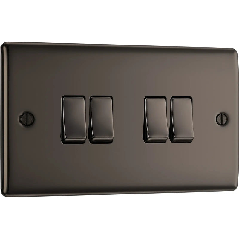 BG Electrical Nexus Metal Black Nickel - Quadruple, 2 way switch