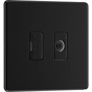 BG Electrical Flatplate Screwless Matt Black - Unswitched and fused with flex outlet