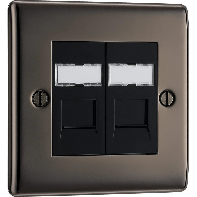 BG Electrical Nexus Metal Black Nickel - Double, RJ45 data socket