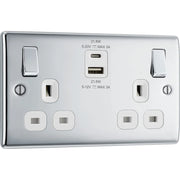 BG Electrical Nexus Metal Polished Chrome - Double switched single pole, with USB A + C (22W)