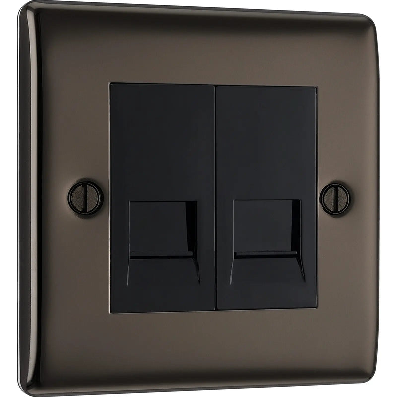 BG Electrical Nexus Metal Black Nickel - Double, RJ11 telephone socket