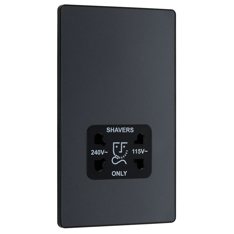 BG Electrical Evolve Matt Grey - 115/240V dual voltage shaver socket
