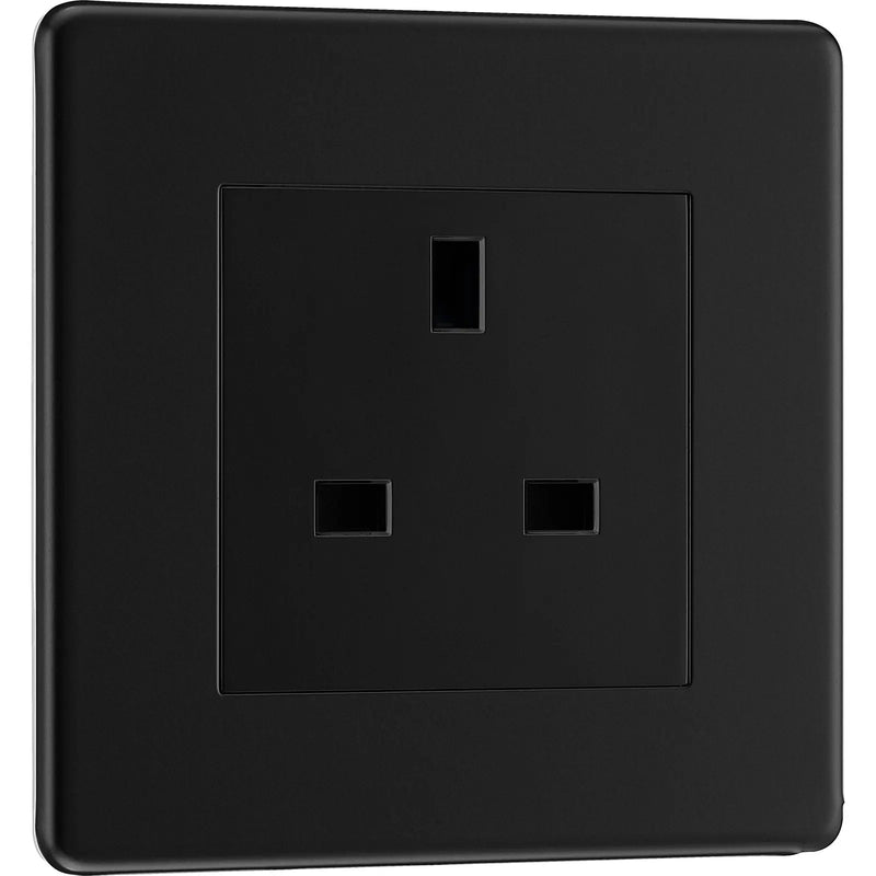 BG Electrical Flatplate Screwless Matt Black - Single unswitched