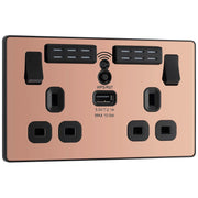 BG Electrical Evolve Polished Copper - Double, switched, single pole, WiFi Extender + USB A