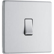 BG Electrical Flatplate Screwless Brushed Steel - Single, 2 way switch