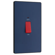 BG Electrical Evolve Matt Blue - 45A, double pole, large plate, with indicator