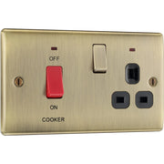 BG Electrical Nexus Metal Antique Brass - 45A double pole, with switched socket and indicators