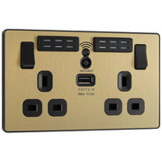 BG Electrical Evolve Satin Brass - Double, switched, single pole, WiFi Extender + USB A