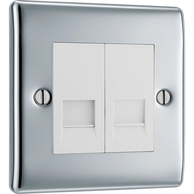 BG Electrical Nexus Metal Polished Chrome - Double, telephone socket, secondary