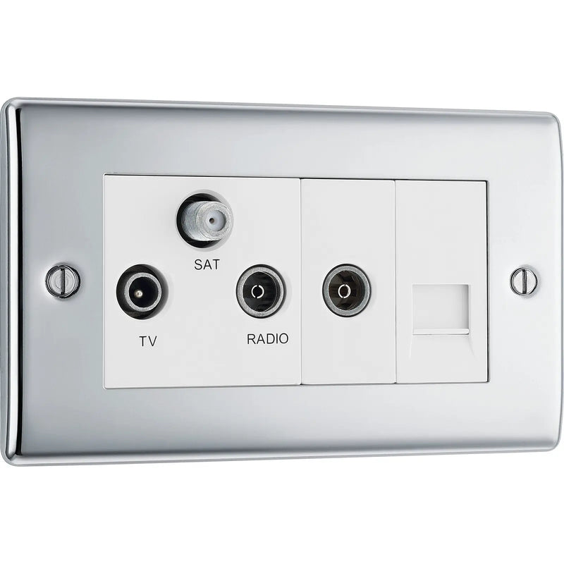 BG Electrical Nexus Metal Polished Chrome - Triplex with BT outlet and co-axial return - screened