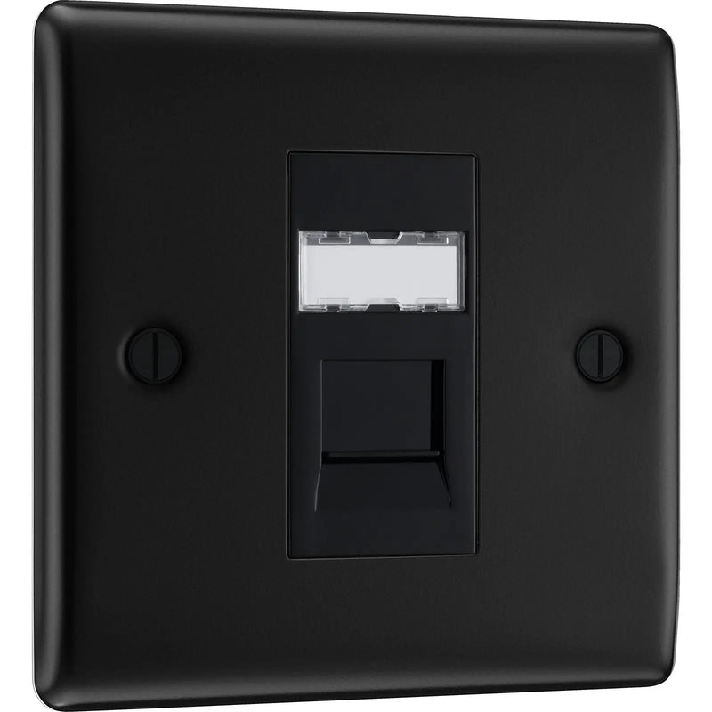 BG Electrical Nexus Metal Matt Black - Single, RJ45 data socket