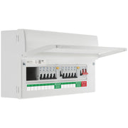 BG Circuit Protection Dual RCD SPD - 19 module, 13 way, 100A Main Switch, 2 x 80A Type A RCD, 10 MCB's