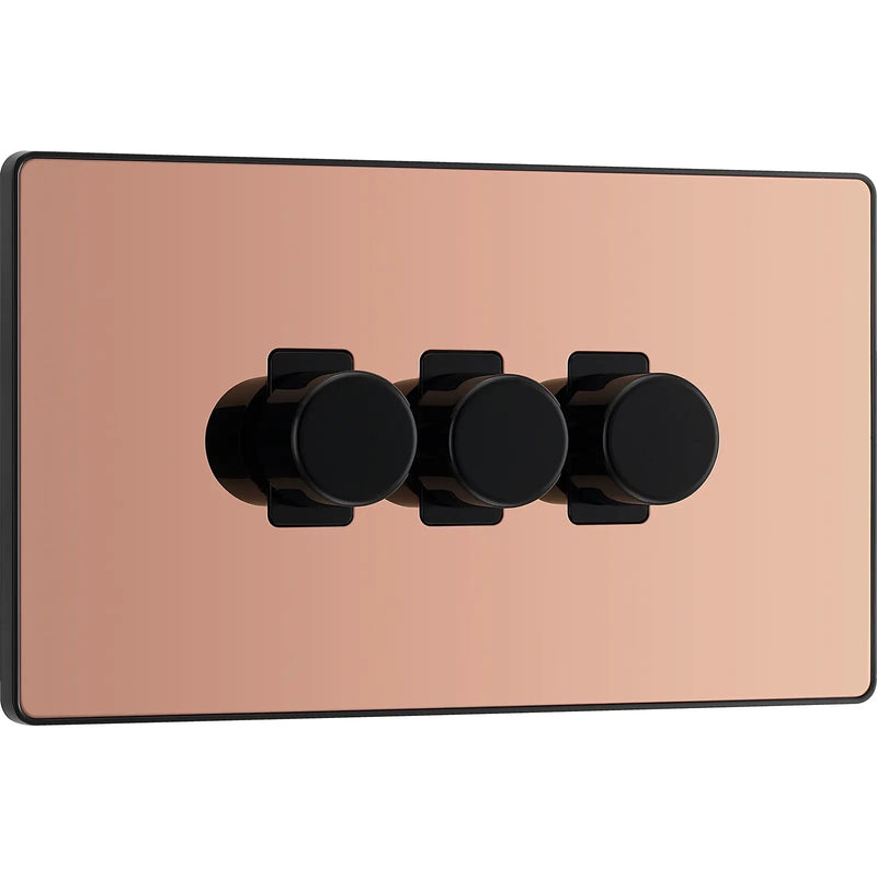 BG Electrical Evolve Polished Copper - Triple, 2 way push 200W